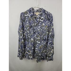 Michael Kors Blue and Yellow Paisley Blouse